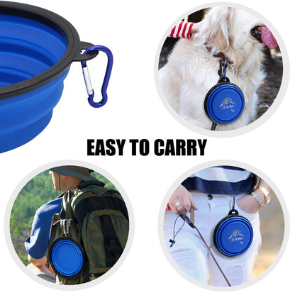 COLLAPSIBLE 2-Pack Small Dog Travel Bowl, Collapsible Bowls for Dogs, Foldable Cat Water Bowl, Portable Pet Traveling Dish (Green & Blue)