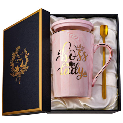Best Friend Birthday Gifts for Women, Friendship Gifts for Women, Unique Birthday Valentines Day Gift Ideas for Her, Friends Female, Besties, BFF Ceramic Marble Coffee Mug Gift Box Printed Gold 14 oz