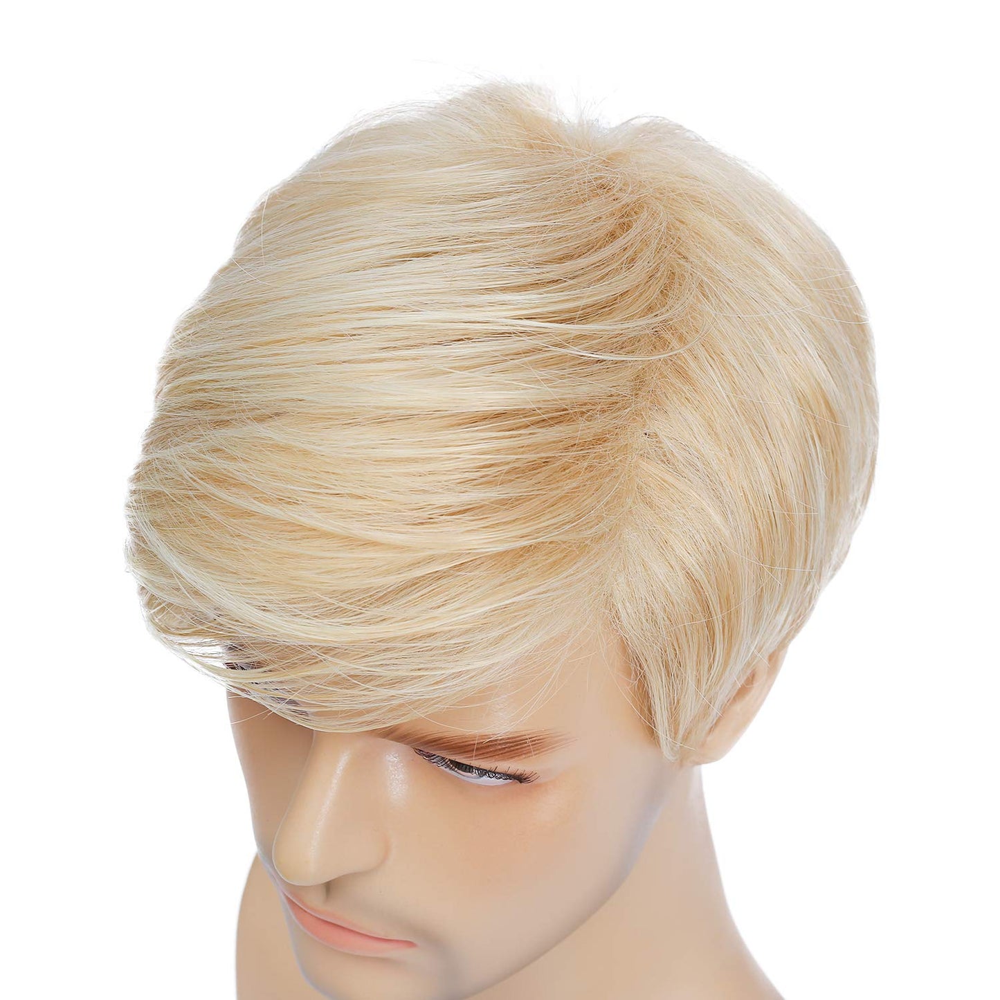 Kaneles Mens Blonde Wig Short Wig Natural Hair Replacement Synthetic Costume Halloween Hair Wigs (Light Blonde)