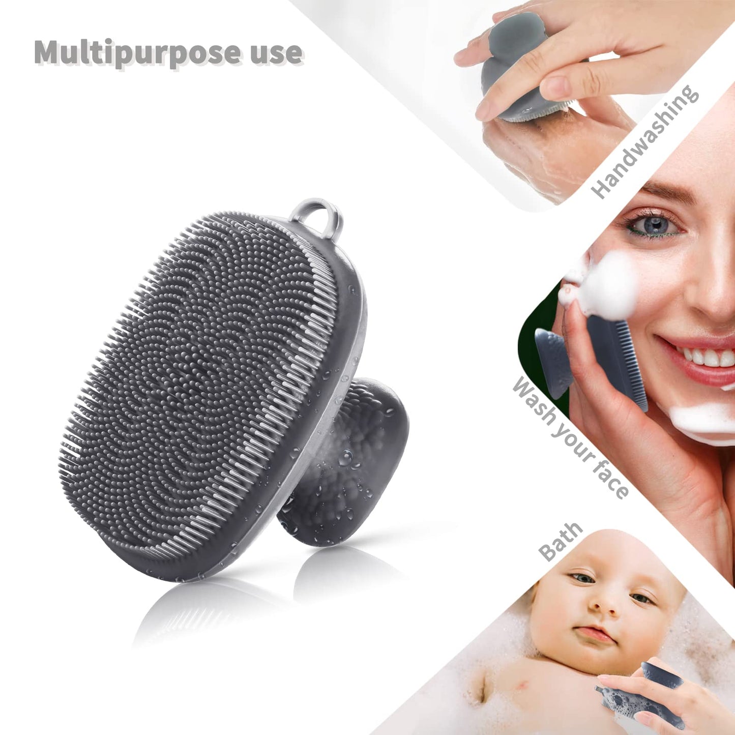 VWMYQ Face Scrubber, Silicone Face Scrubber for Men Facial Cleansing Brush Silicone Face Wash Brush Manual Waterproof Cleansing Skin Care Face Brushes for Exfoliating- Black
