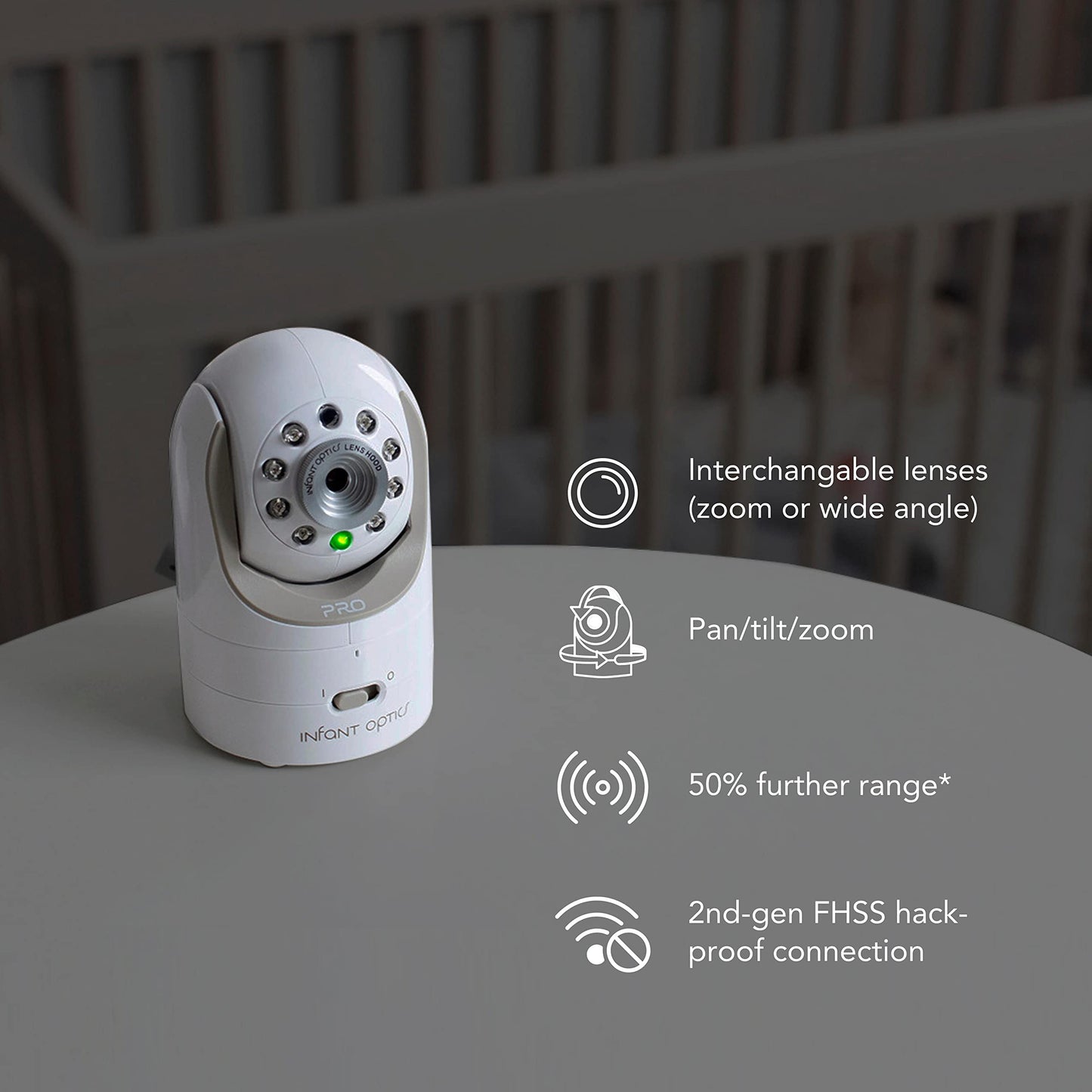Infant Optics DXR-8 PRO Video Baby Monitor, 720P HD Resolution 5" Display, Patented A.N.R. (Active Noise Reduction), No WiFi, Pan Tilt Zoom, and Interchangeable Lenses