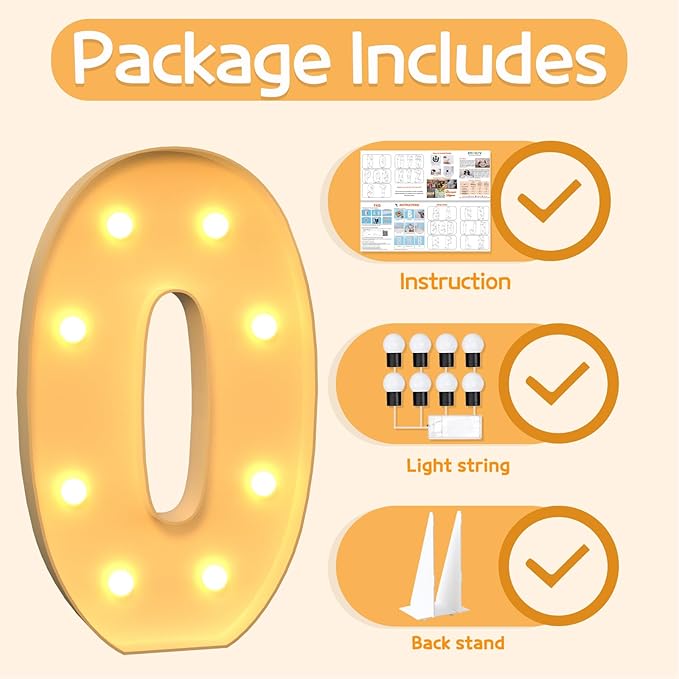 Marquee Letters 3 Feet Tall Large Light Up Letters O Happy Birthday Decorations Marry Me Engagement Party Decor Yellow Light Birthday Decorations Balloon Arch Kit Foam Sign O