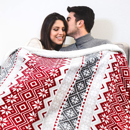 PAVILIA Premium Christmas Sherpa Throw Blanket | Christmas Decoration, Fleece, Plush, Warm, Cozy Reversible Microfiber Holiday Blanket 50 x 60