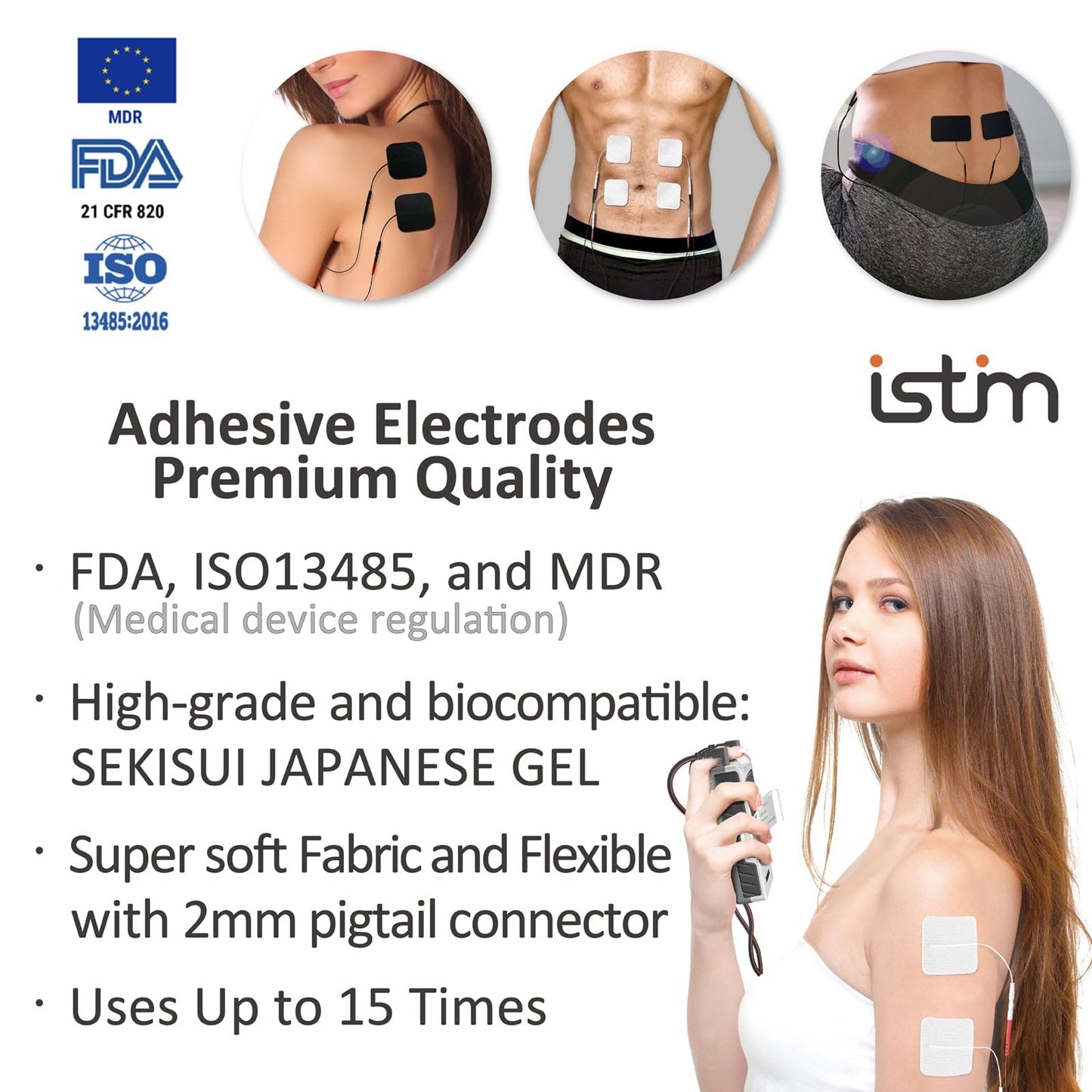 iSTIM EV-804 TENS/EMS 2 Channel Rechargeable Combo Machine Unit - Muscle Stimulator + Back Pain Relief and Management- 7 modes/24 Programs/Backlit (Including Electrodes Pads)
