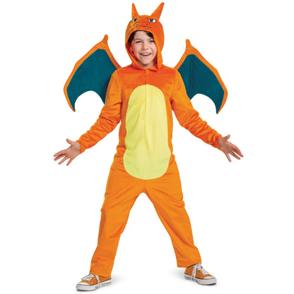 Disguise Charizard Costume for Kids, Official Pokemon Costume Hooded Jumpsuit, Child Size Medium (7-8)