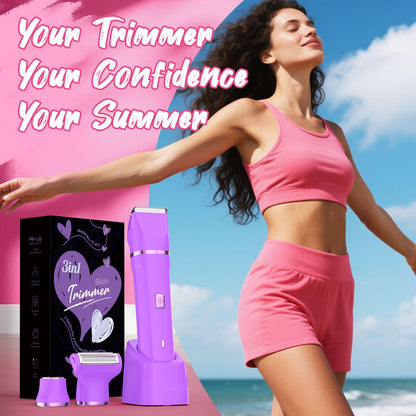 Bikini Trimmer for Women - Painless Electric Razors for Silk Skin,Cordless Body Shaver for Trip,Replaceable Lady Facial Razor, IPX7 Waterproof&Easy Cleaning, Ceramic Blade, USB Charge Dock Pink