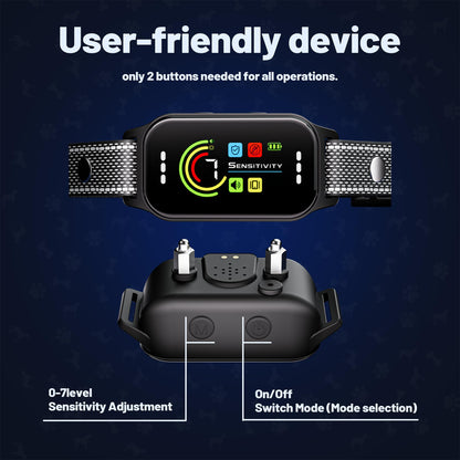 JEUJE Dog Bark Collar 2 Pack, Bark Collar for Large Medium Small Dogs, Rechargeable Smart Bark Collar, Anti Barking Training Collar with 7-Level Sensitivity + 5 Safety Modes Humane Training System