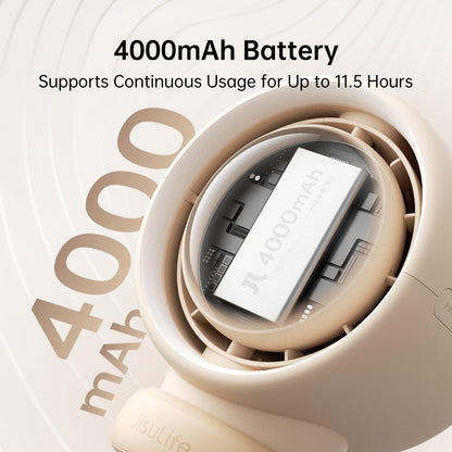 JISULIFE Stroller Fan Baby Large, Safe Bladeless for Crib, Desk, Portable Battery Rechargeable Cooling Fan with Air Turbo Tech, Night Light, Food-Grade Gift for Mom/Dad/Friend - Brown