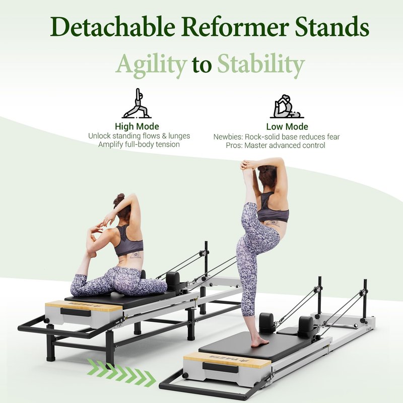 PAETA Pilates Reformer, 86" Foldable Reformer Pilates Machine with Adjustable Reformer Heights, Pilates Equipment with Piano Wire Spings and Jump Boards(Black)