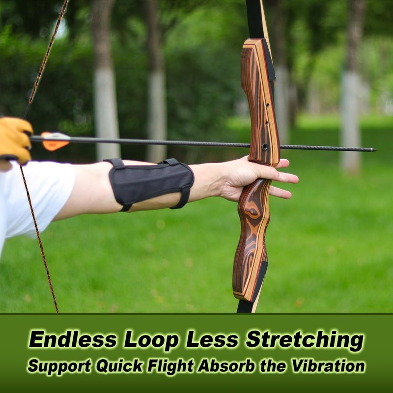 Deerseeker Archery Bowstring Set with 2 Nocking Points Dacron Recurve Bow String Replacement 12, 14, 16 Strands for Traditional Longbow Bow Shooting 48-70 inches（Red, 1pcs）