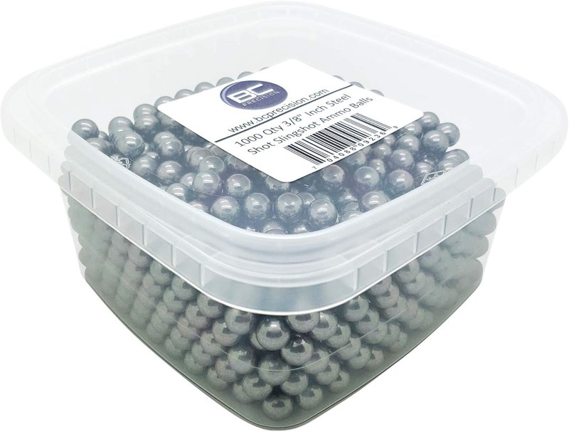BC Precision 3/8" Slingshot Ammo Balls - Grade A Steel, Easy Grip & Smooth Pull Back for Accurate Flight