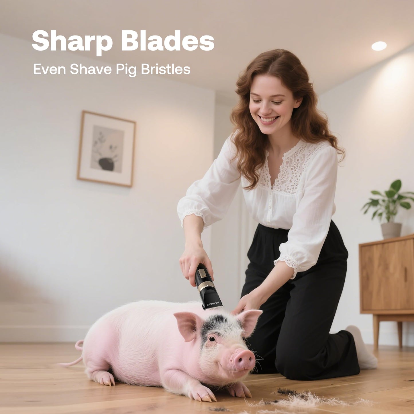 HEAPETS Dog Hair Clippers for Grooming Kit and Dog Paw Trimmer Nail Grinder for Grooming, Low Noise Rechargeable Cordless, Shaver Grooming Supplies for Pet Cats Dogs (Black, White)