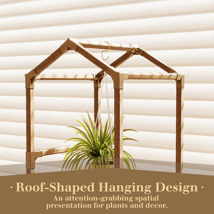 Bamworld Tall Plant Stand Indoor Outdoor Corner Plant Shelf Hanging Plant Holder Wood Flower Stand Plant Decor for Living Room Garden Balcony Patio