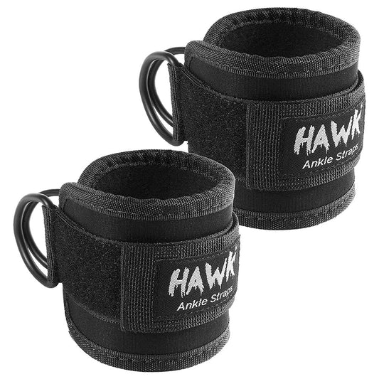 Hawk Sports Black - Ankle Straps for Cable Machines Women - Leg Cable Attachments for Gym - Leg Extension Strap