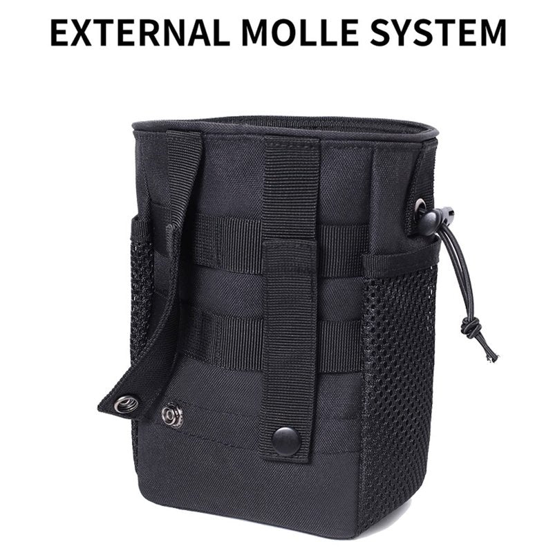 Haafoo Dump Pouch Molle - Tactical Drawstring Magazine Pouch, Molle Ammo Bag, Adjustable Military Utility Belt Holster Molle Dump Bag 2 Pack-Black