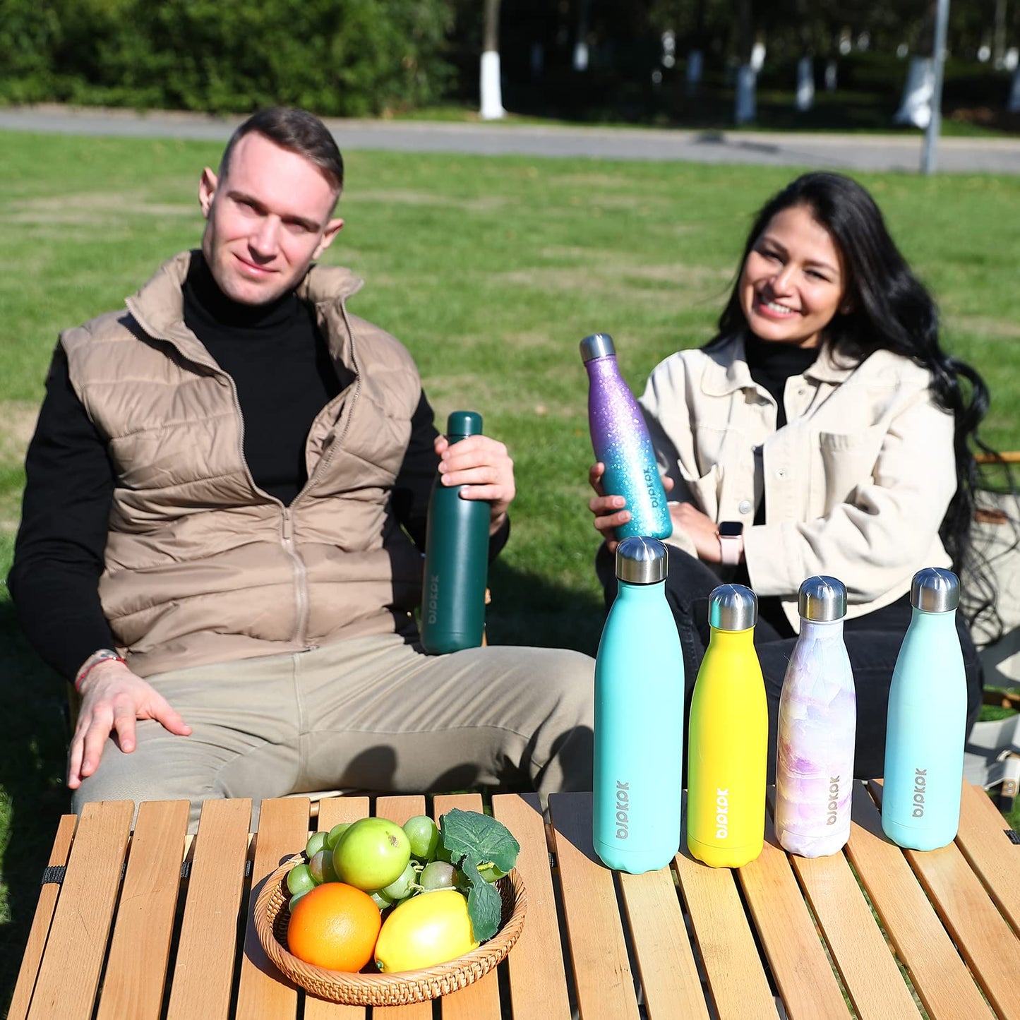 BJPKPK 17oz Insulated Stainless Steel Water Bottles,Sports Water Bottles Keep Cold for 24 Hours and Hot for 12 Hours,BPA Free for Travel,Navy blue