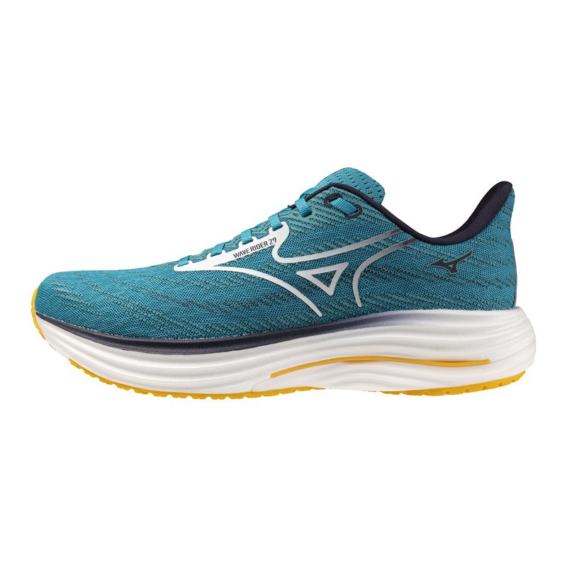 Mizuno Men's Wave Rider 29 Running Shoe, Neutral Road-Trail Shoe,Capri Breeze-White, US Mens 16