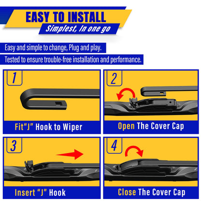 3 wipers Replacement for 2006-2011 Mini Cooper, Windshield Wiper Blades Original Equipment Replacement - 19"/18"/10" (Set of 3) U/J HOOK