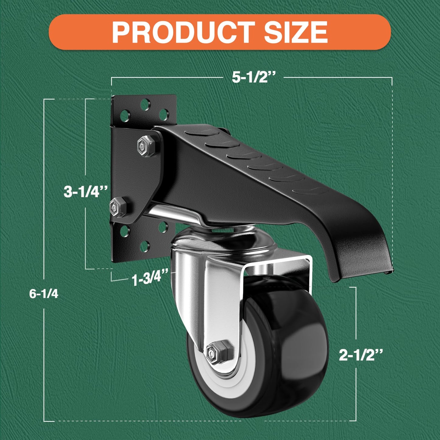 DOZAWA Workbench Casters Kit, 600 Lbs Retractable Casters Set of 4 Heavy Duty, 2.5" Side Mount Caster Wheels, Stepdown Castor Wheel for Workbenches, Machinery and Tables