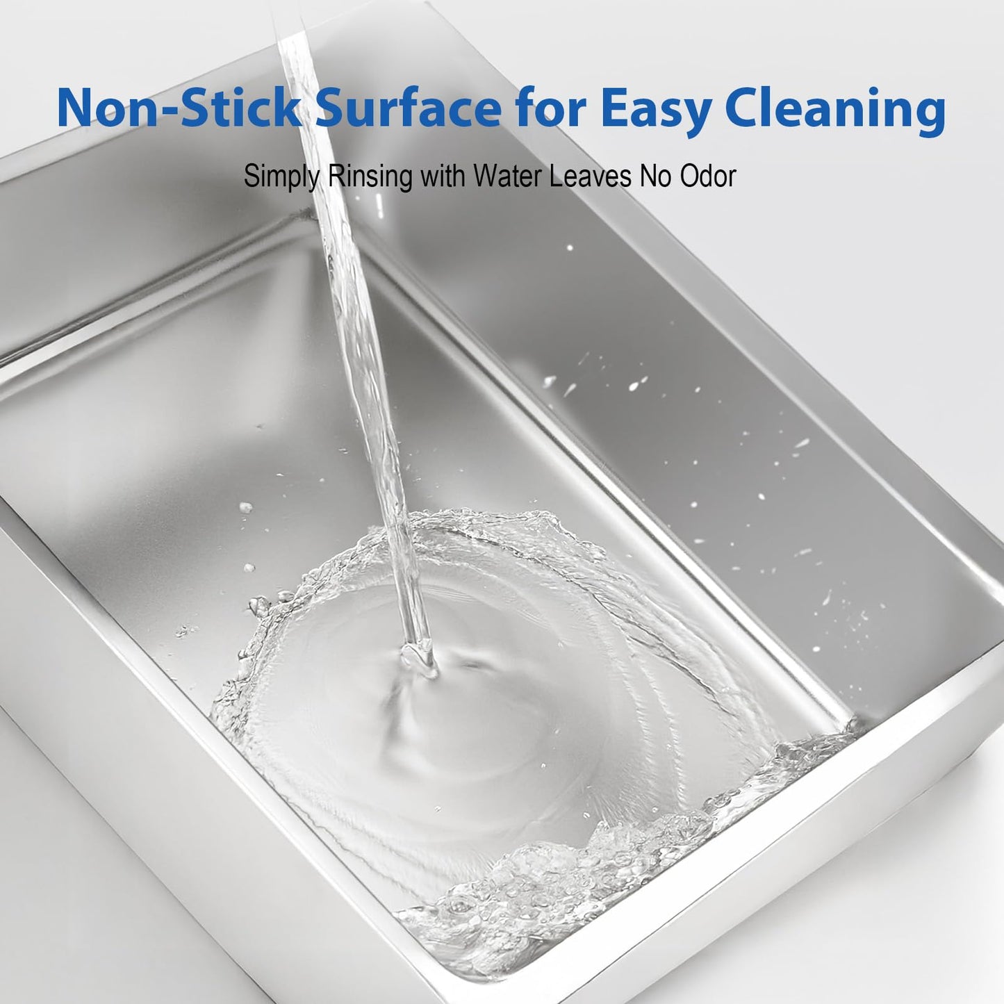 Furkid Stainless Steel Cat Litter Box with Lid, XL Extra Large Litter Box for Big Cats, High Sided Kitty Metal Pan with Pedal Filter and Scoop, Non-Sticky&Anti-Leakage Easy Cleaning Gray