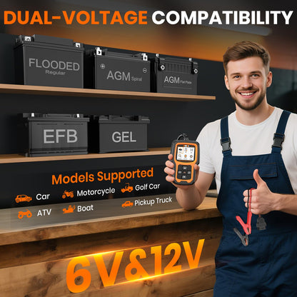 ANCEL AD410 PRO OBD2 Scanner and Battery Tester,2-in-1 Car Diagnostic Tool,Check Engine Light,EVAP Test,Live Data,6V/12V Battery Analyzer with Cranking & Charging System Test for Car Motorcycle