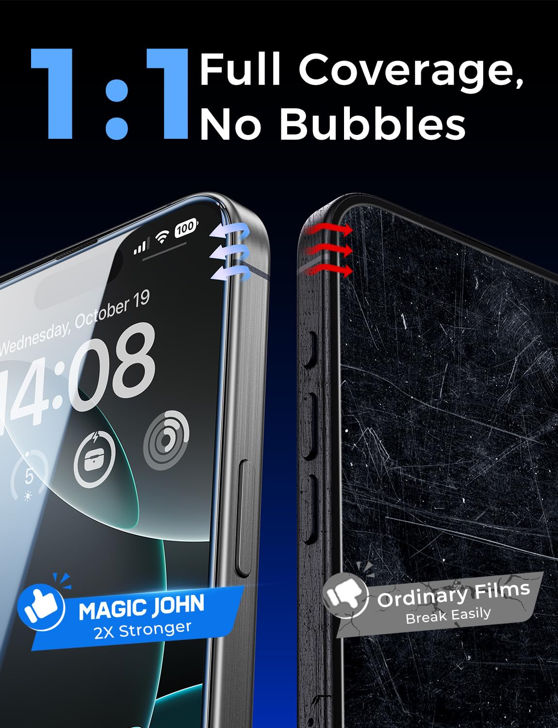 MAGIC JOHN 2 Pack for iPhone 16 6.1 inch Tempered Glass Screen Protector (Not Pro), Auto Dust-Elimination, Bubble Free, Easy Installation, HD Clear