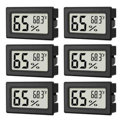 6-Pack Mini Hygrometer Indoor Humidity Meter, Mini Digital Thermometer Humidity Gauge Meter, Indoor Thermometer Hygrometer Monitor Fahrenheit (℉) for Reptile Thermostat, Jars Reptile, Fridge