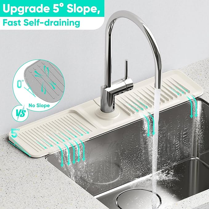 24'' Faucet Mat for Kitchen Sink Faucet Mat Kitchen Sink Splash Guard Silicone
