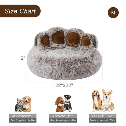 Jiupety Dog Bed with Standing Bear Paws | Cozy Comfy Dog Donut Bed | Gray M Size 22'X22' X6'