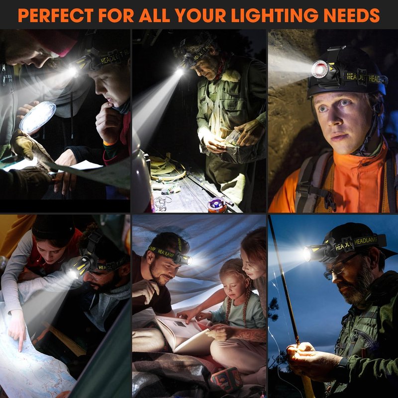 MAXME100 Long Throw Rechargeable Headlamp with 500m Beam Distance, Super Bright Headlamp, 15H Runtime, Rechargeable Head Lamp, Zoomable USB-C Adults Gift
