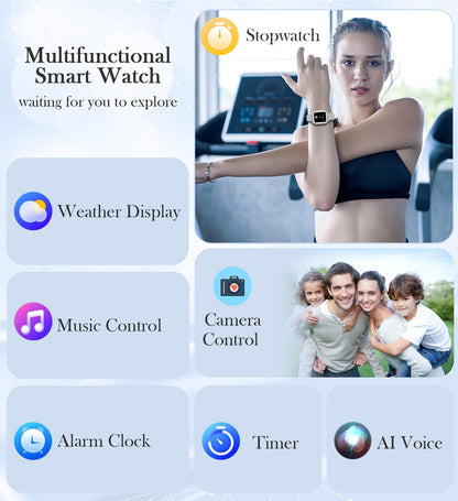 1.6'' Touch Screen Smart Watch for Women (Answer/Make Call), Activity Trackers and Smartwatches with Waterproof Heart Rate Sleep Monitor 100+ Sports Pedometer AI Voice,Fitness Watch for iPhone Android