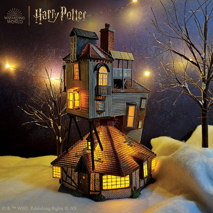 Department 56 Polyresin, Plastic, Stone Powder, Harry Potter Village The Burrow Lit Building, 9.06 Inch, Multicolor