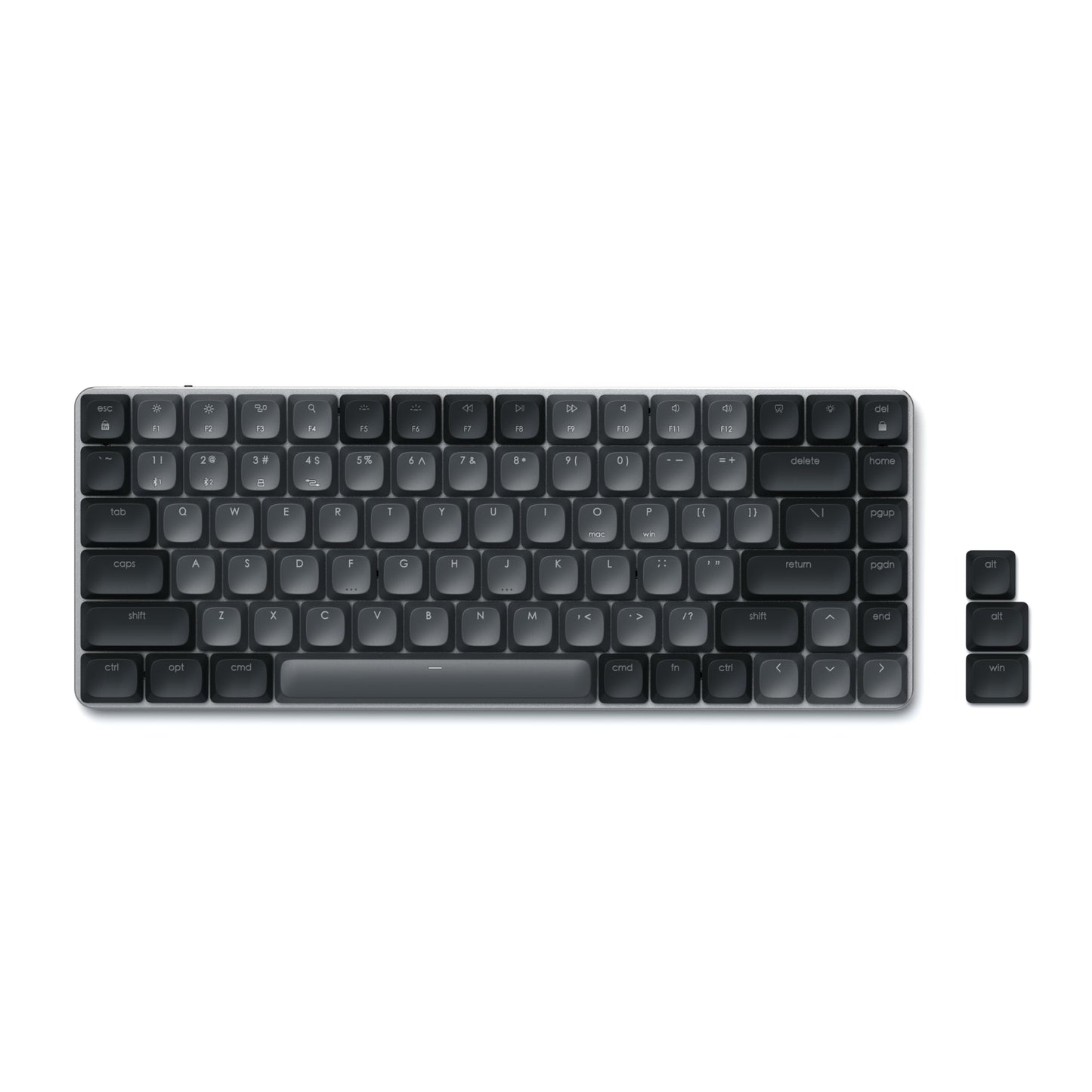 Satechi SM3 Mechanical Keyboard for Mac and Windows, 108 Keys Full Size with White LED Backlit, Wired and Bluetooth for Mac and Windows - Dark Gray/Gray