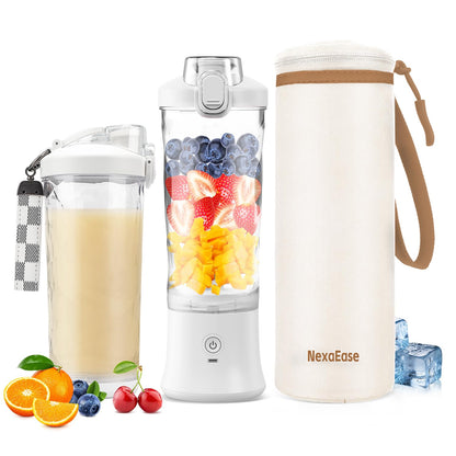 Portable Blender for Shakes and Smoothies- Personal Juicer 20 OZ Electric Protein Shaker Bottle with Insulated Sleeve, USB-C Rechargeable,Travel Lid-Small Blender Cup for Kitchen, Office, Gym,Travel
