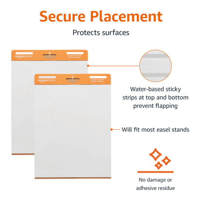 Amazon Basics Sticky Easel Pads for Presentations, 25 x 30 Inch, White, 2 Count