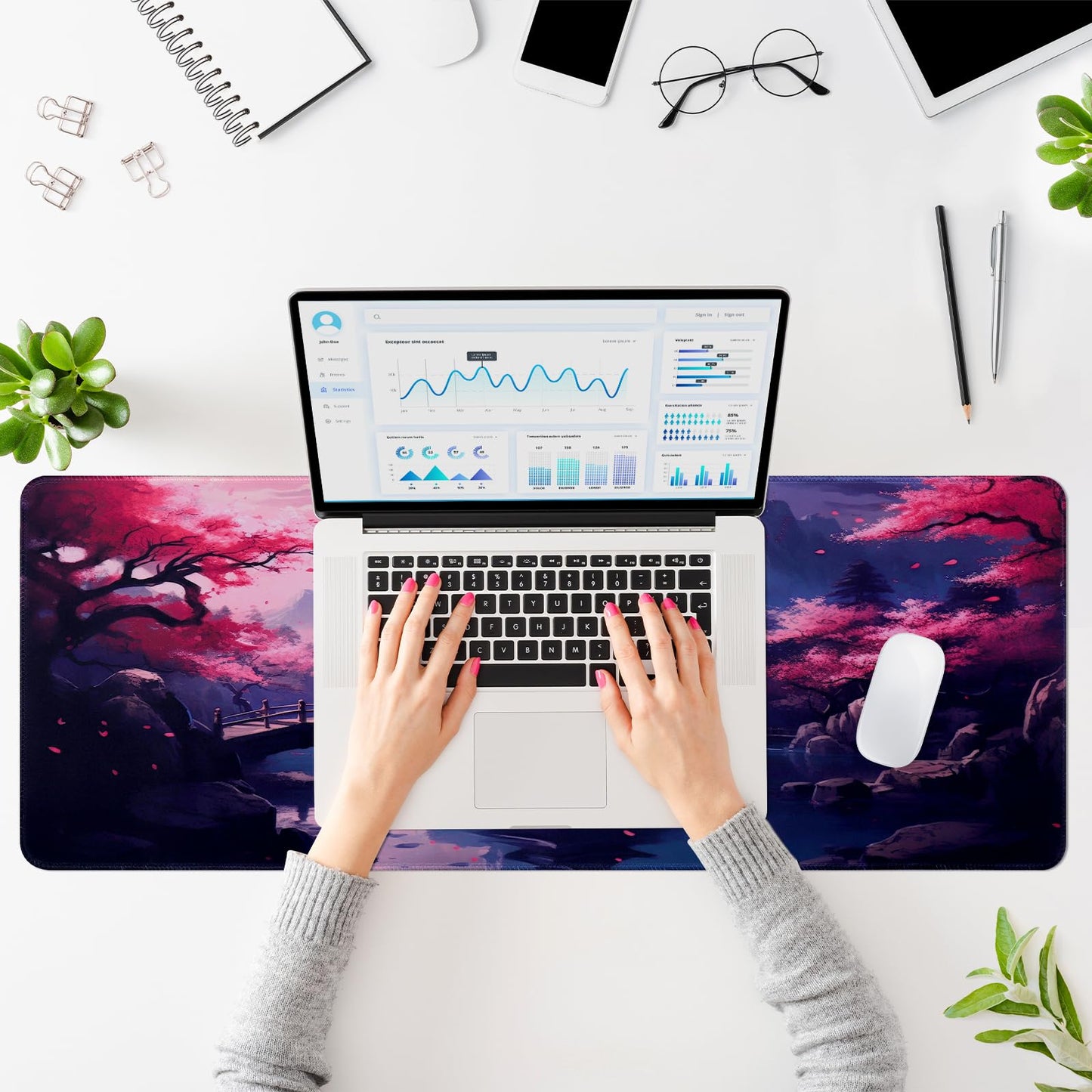 Yimomoyi Non Slip Mouse Pad, 80 x 30cm Mouse Mat Extended, Gaming Mousepad Waterproof, Desk Mat with Rubber Base, Desk Pad Laptop for Office and Home (05-Sakura Mouse Pad)