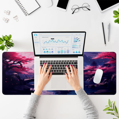 Yimomoyi Non Slip Mouse Pad, 80 x 30cm Mouse Mat Extended, Gaming Mousepad Waterproof, Desk Mat with Rubber Base, Desk Pad Laptop for Office and Home (05-Sakura Mouse Pad)