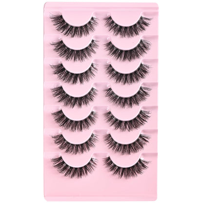 FARRED Cat Eye Lashes Natural Eyelashes Short Wispy Lash Strips Volume Eyelash Cateye Medium Length False Lashes Natural Looking Hybrid Clusters Full Strip Lashes (A1 | 8-14MM)