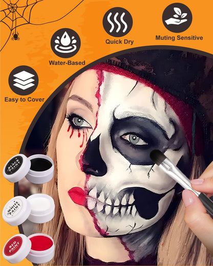 Lictin Halloween Special Effects SFX Zombie Makeup Kit, 9 Colors Bruise Makeup Face Body Painting Palette with Scar Wax, Fake Blood Spray & Gel, Vampire Skeleton Clown Makeup Body Paint (12PCS)