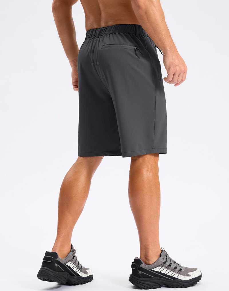 Pudolla Mens Hiking Shorts 5"/7"/9" Lightweight Quick Dry Casual Golf Shorts for Men Work Fishing with 3 Zipper Pockets(Dark Grey 9 Inseam-S)