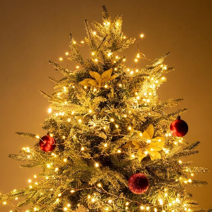 Plug in Firecracker Lights 33FT 300 LED Warm White Copper Wire Indoor Cluster Fairy Lights with Remote Timer for Bedroom, Living Room, Tree, Garden, Porch, Patio, Backyard, Christmas Tree