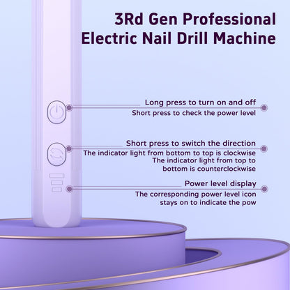 Professional Nail Drill Set, 2,0000 RPM Electric Nail File with 12 Grinding Head & 100Pcs Sanding Bands for Acrylic Gel Nails, Manicure and Polishing (Beige)