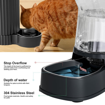 Gardner Pet 3.85L Pet Water Dispenser, Cat Bowls with Stainless Steel Bowl, Gravity Dog Water Dispenser, 100% BPA-Free Automatic Cat Feeder, Feeding Station for Medium & Large-Sized Pets, Dark Grey