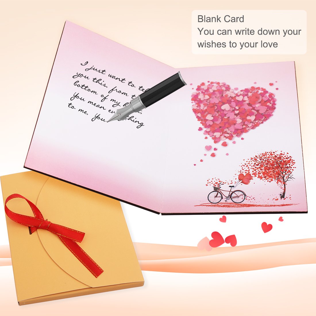 Creawoo Handmade Walnut Wood Love Greeting Card with Unique Gift Card Box The Best Valentine's Day, Anniversary Birthday Gift Idea Card for Her, Him, Wife, Husband