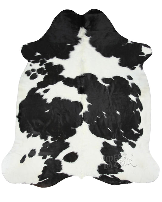 HIDES BAZAAR Black and White Area Rug Premium Cow Rug with Black & White Pattern for Home and Office - Classic Black and White Rug Made with Real Tanned Cowhide - Cow Hide Rugs 6x6-7 ft