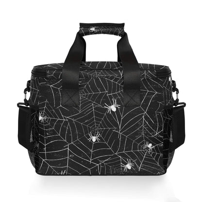 ALAZA Halloween Black and White Grunge Background with Spiderwebs Large Capacity Cooler Tote Insulated Lunch Bag Lunch Cooler Bag