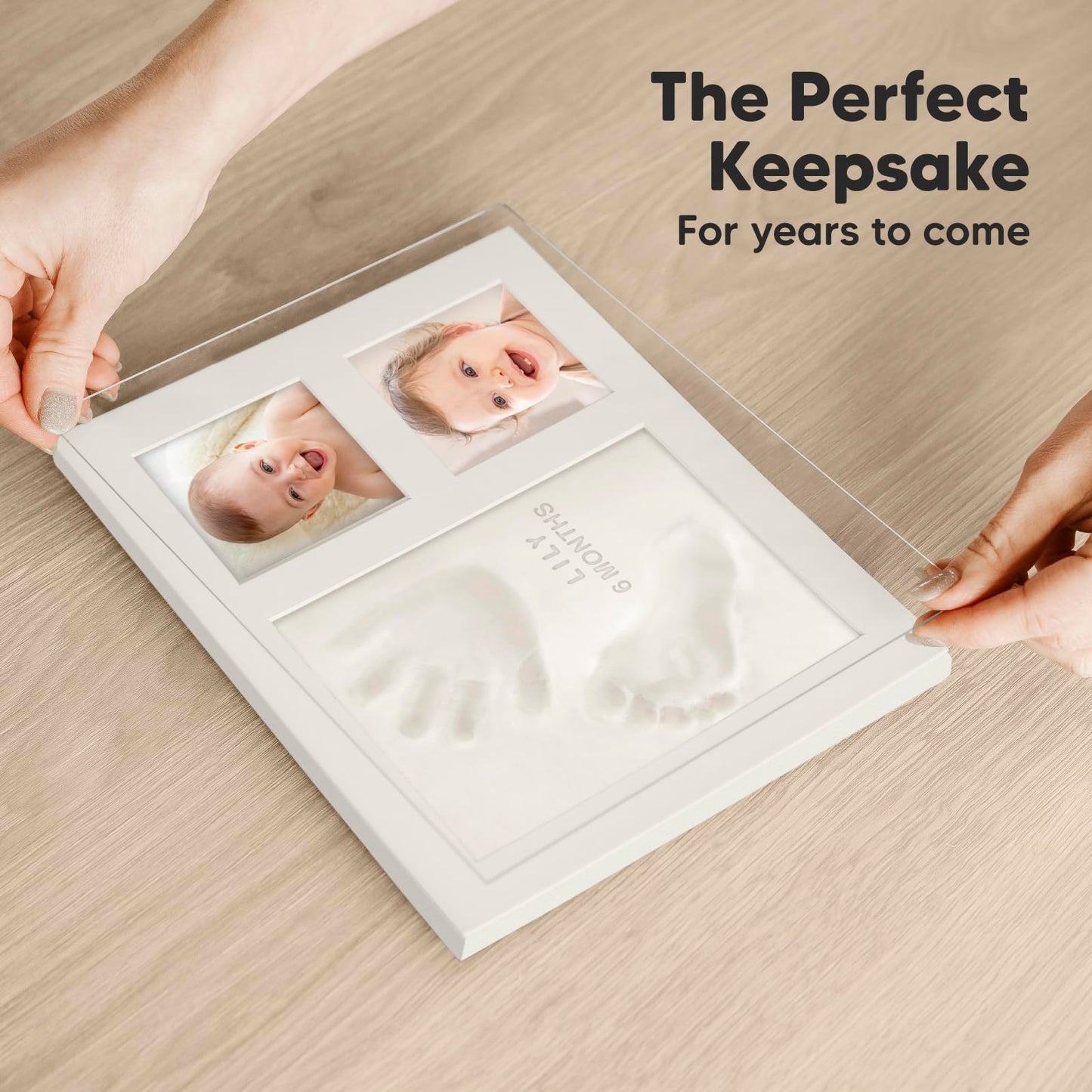Baby Hand and Footprint Kit - Quick Dry Clay Baby Footprint Kit, Newborn Keepsake, Nursery Picture Frame for Boys, Girls, Personalized Gifts for Shower & Registry, New Mom Gift (Alpine White)