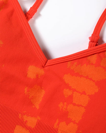 AUROLA Serpent Seamless Sports Bras for Women,Backless Padded Strappy Workout Gym Yoga Crop Tops,Halloween Orange,S