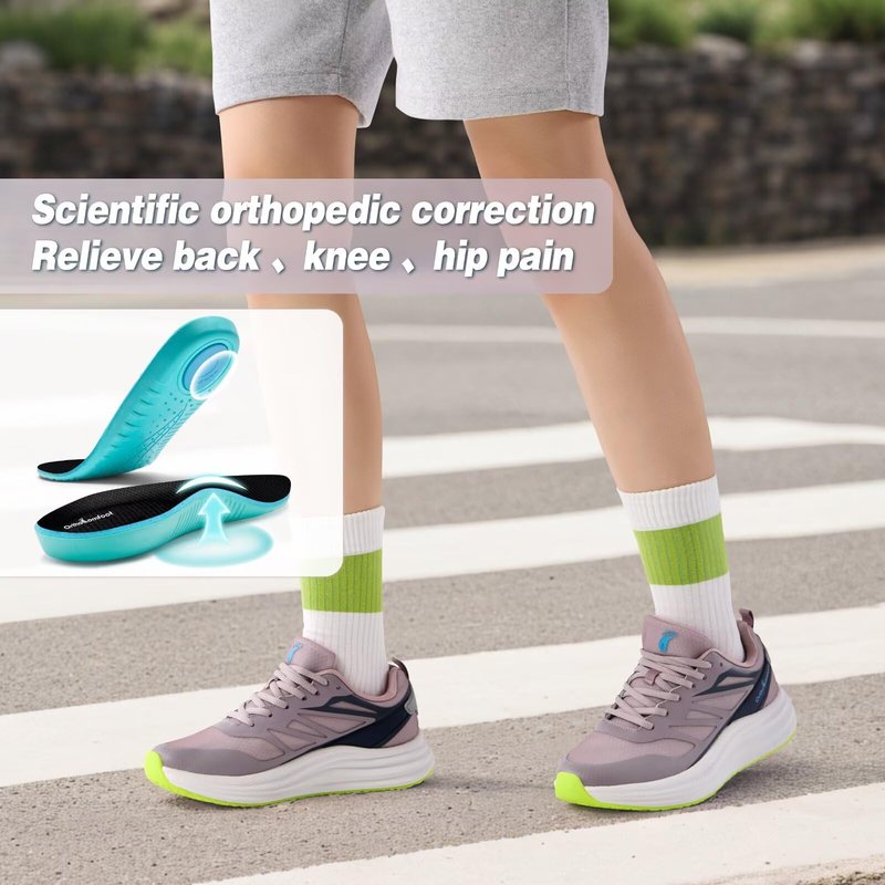Women's Orthopedic Wide Width Toe Walking Shoes: Plantar Fasciitis Orthotic Heel Spur Diabetic Pain Relief Trail Sneakers, Arch Support Athletic Outdoor Biking Road Running Shoes Lotus Pink Size 8.5