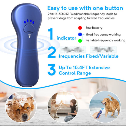 Ahwhg New Anti Barking Device,Dog Barking Control Devices,Rechargeable Ultrasonic Dog Bark Deterrent up to 16.4 Ft Effective Control Range Safe for Human & Dogs Portable Indoor & Outdoor(Blue)